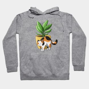 Calico Cat And Plant Hoodie